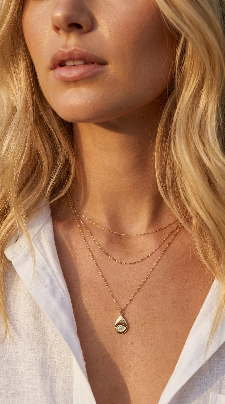 Radiant Teardrop Nazar Aura Necklace