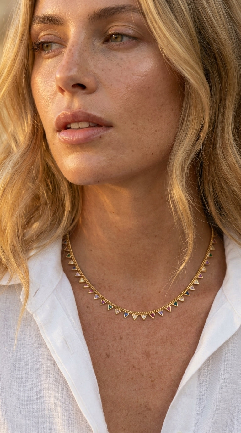Radiant Geometric Prism Aura Necklace
