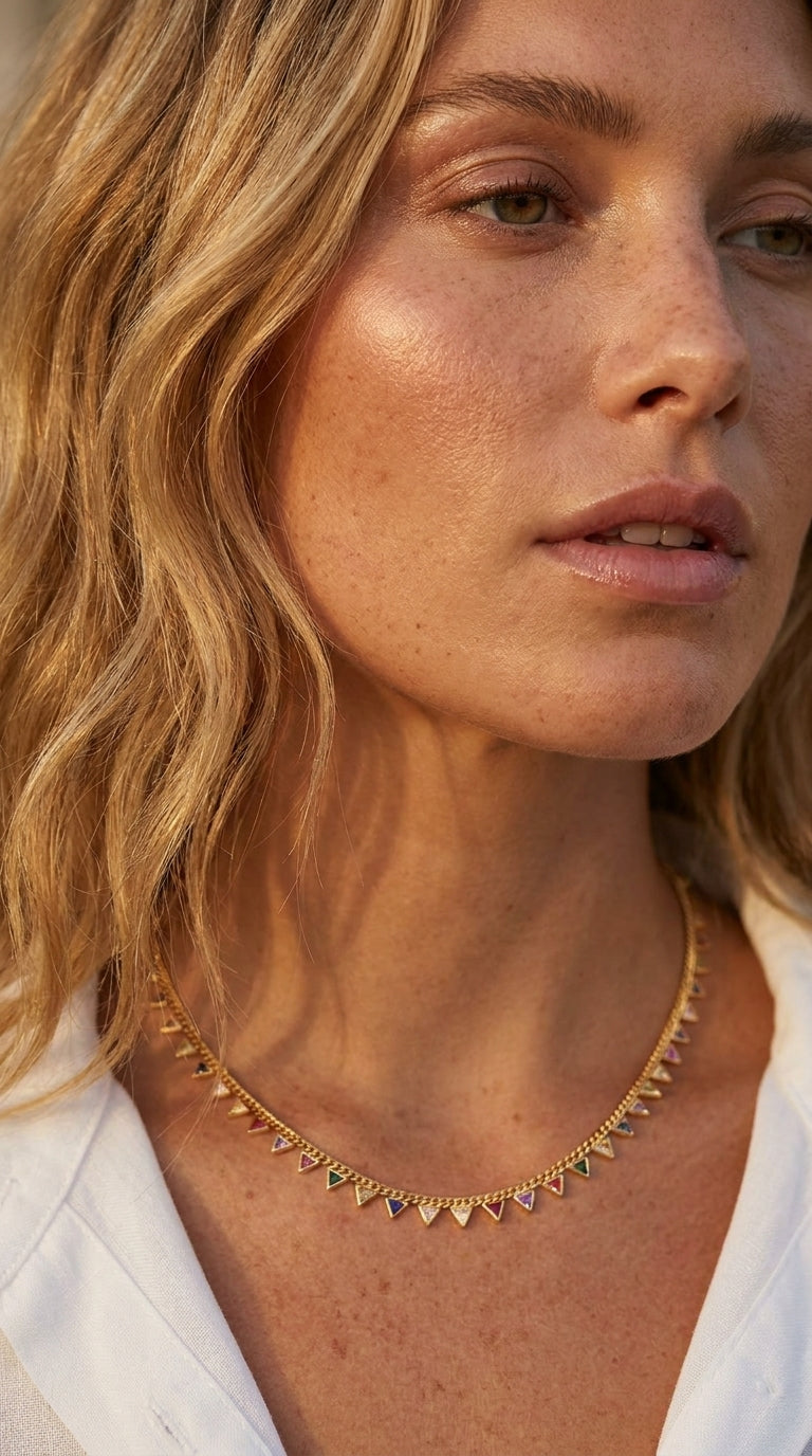 Radiant Geometric Prism Aura Necklace