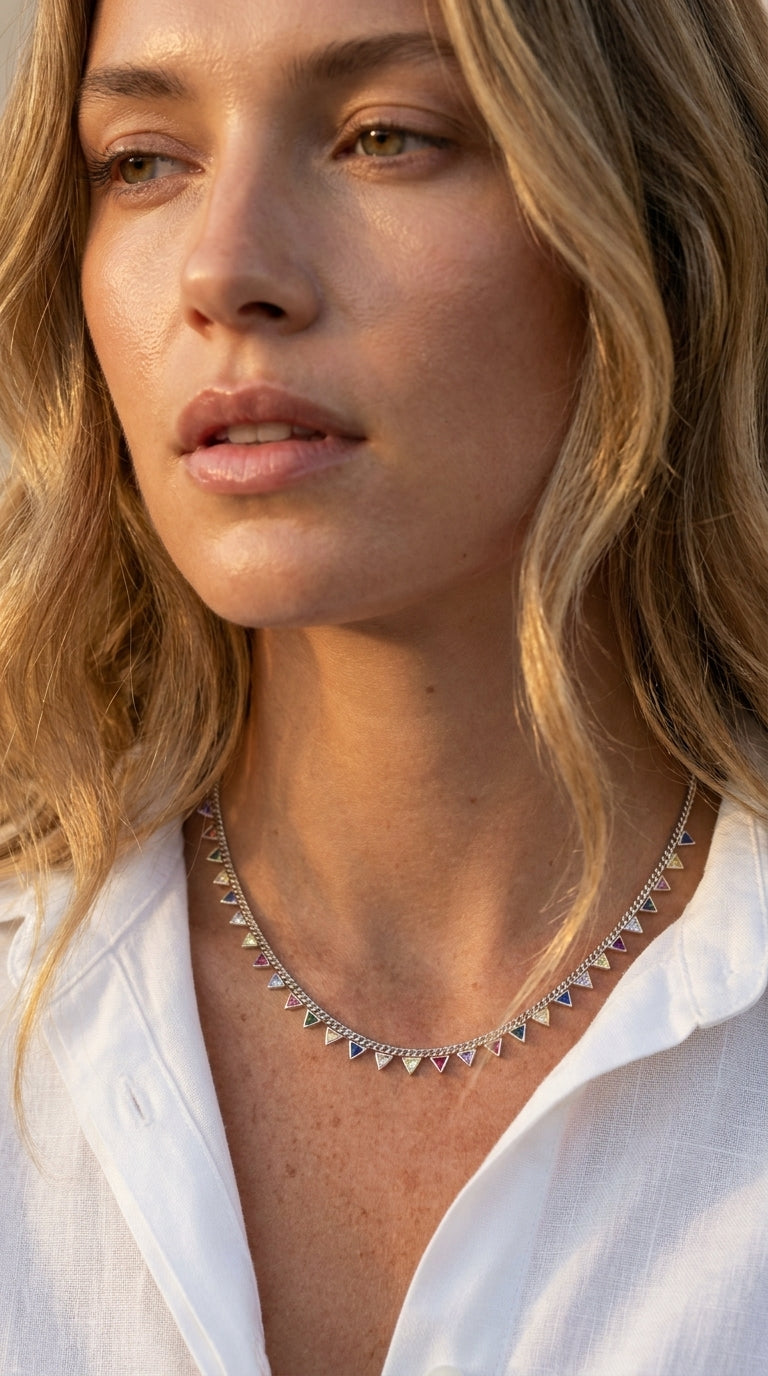 Radiant Geometric Prism Aura Necklace