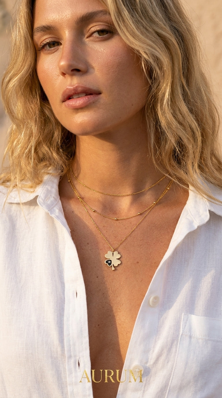 Radiant Personalized Clover Aura Necklace