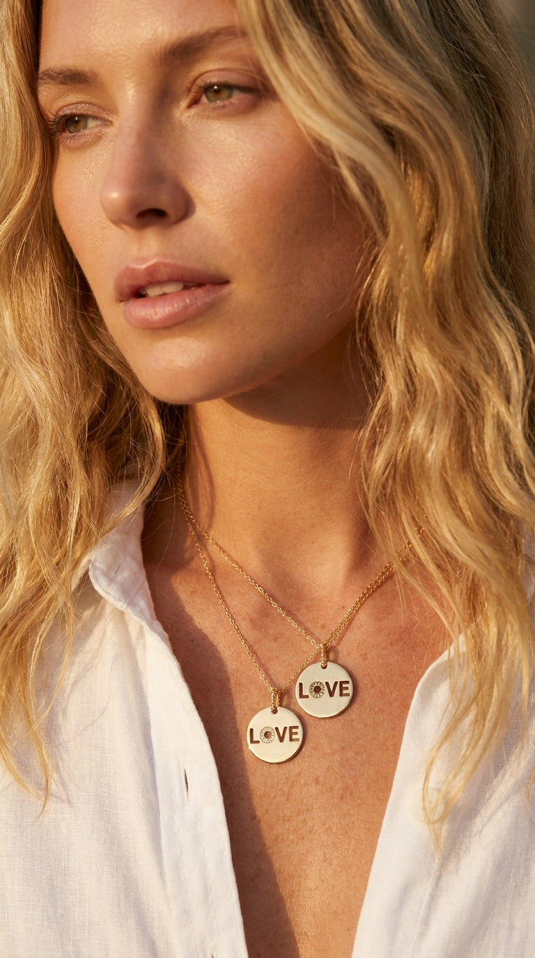 Radiant Glimmer Love Disk Necklace