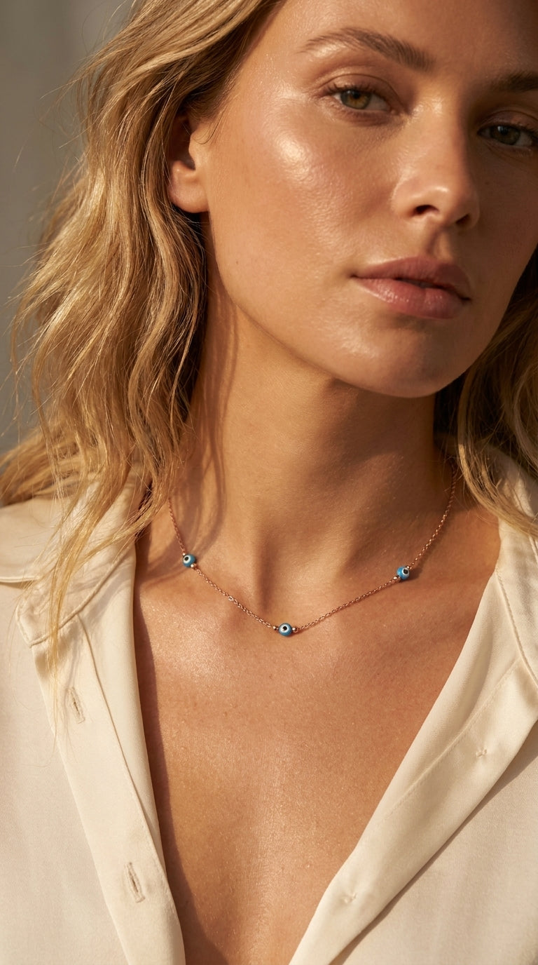 Radiant Trio Nazar Aura Necklace