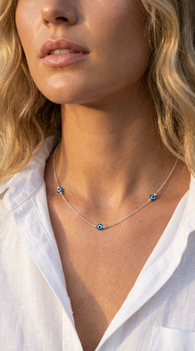 Radiant Trio Nazar Aura Necklace