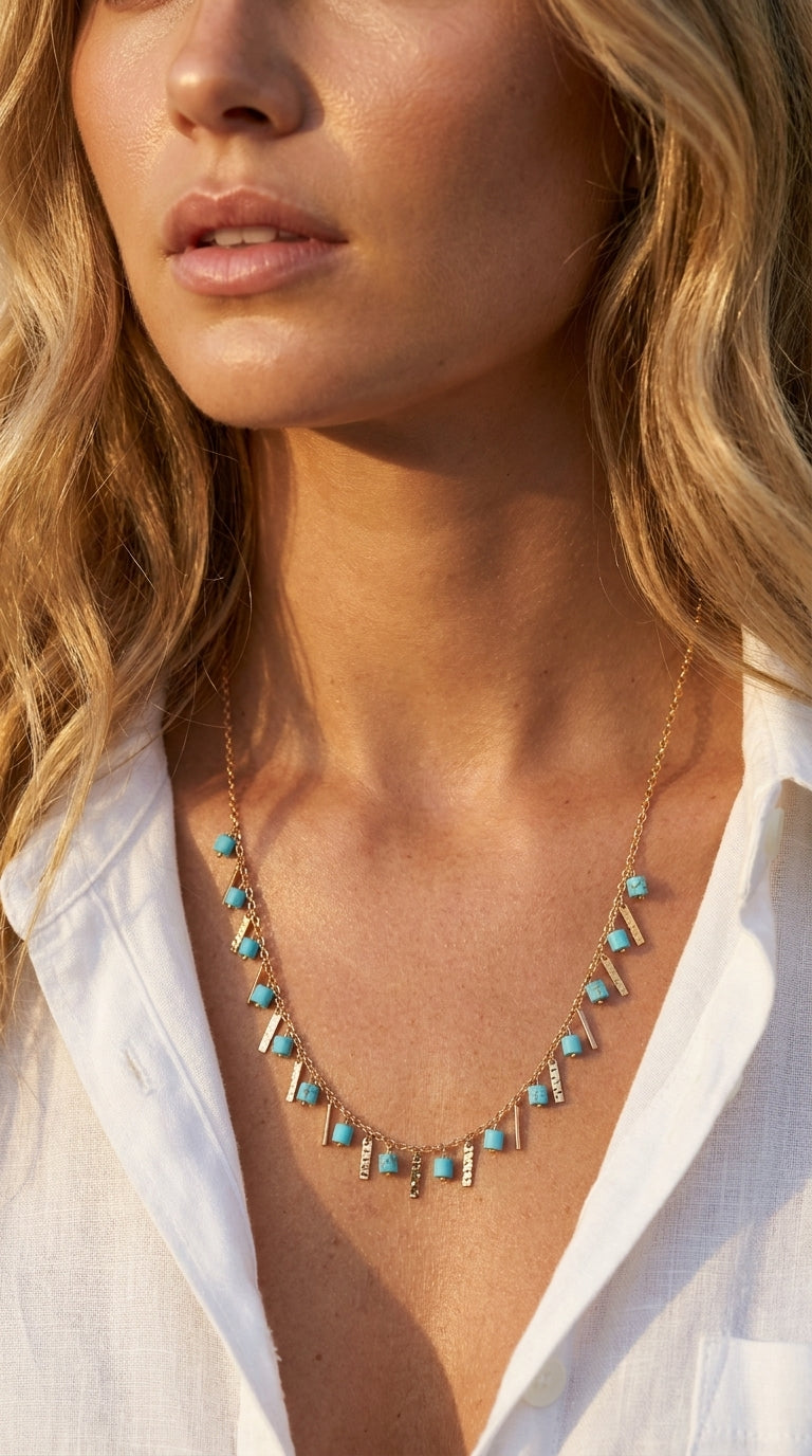 Bohemian Sea-Foam Silver Choker