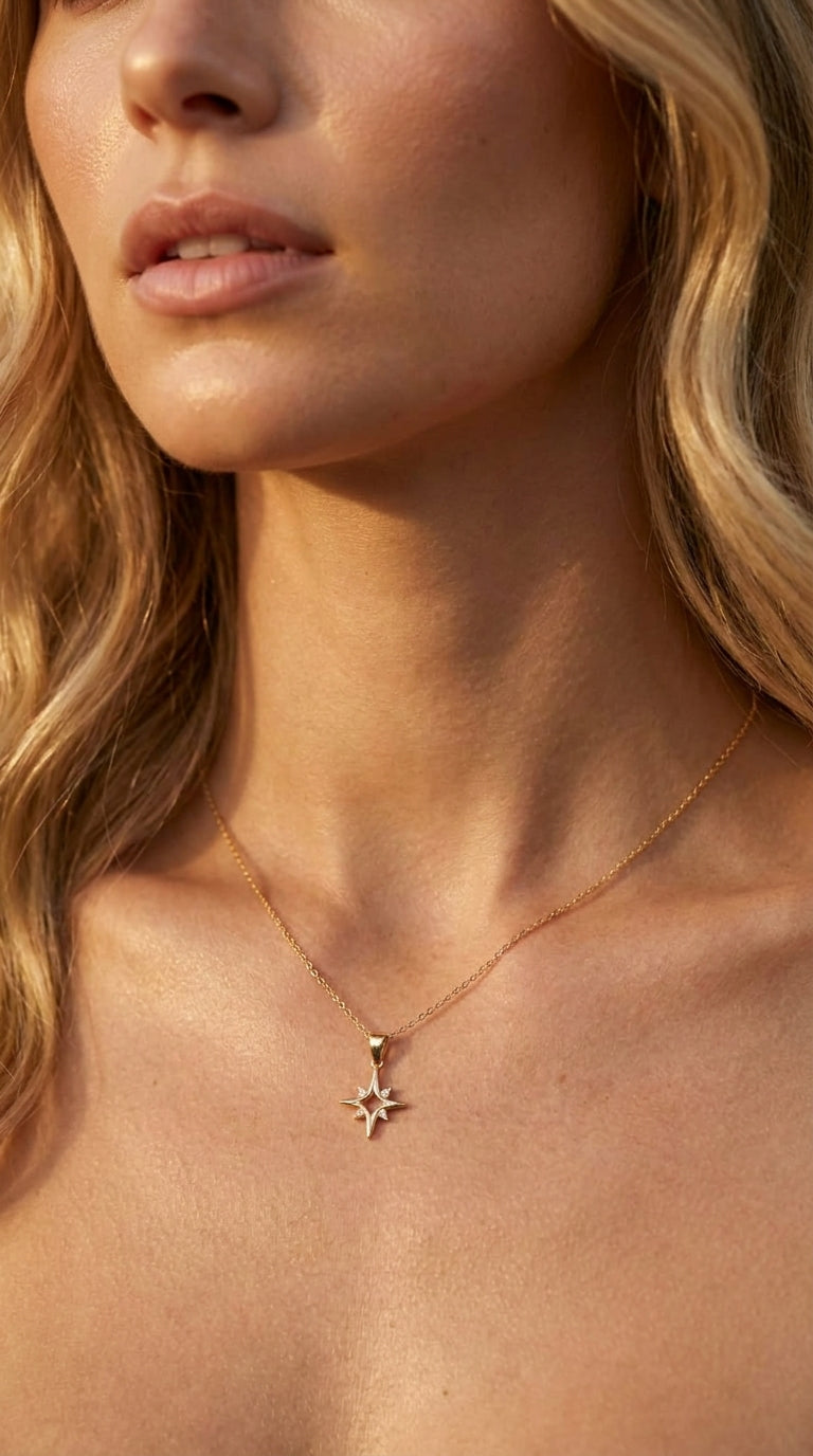 Minimalist Stellar Compass Silver Necklace