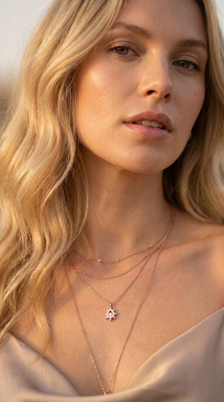 Radiant Solar Drop Silver Necklace