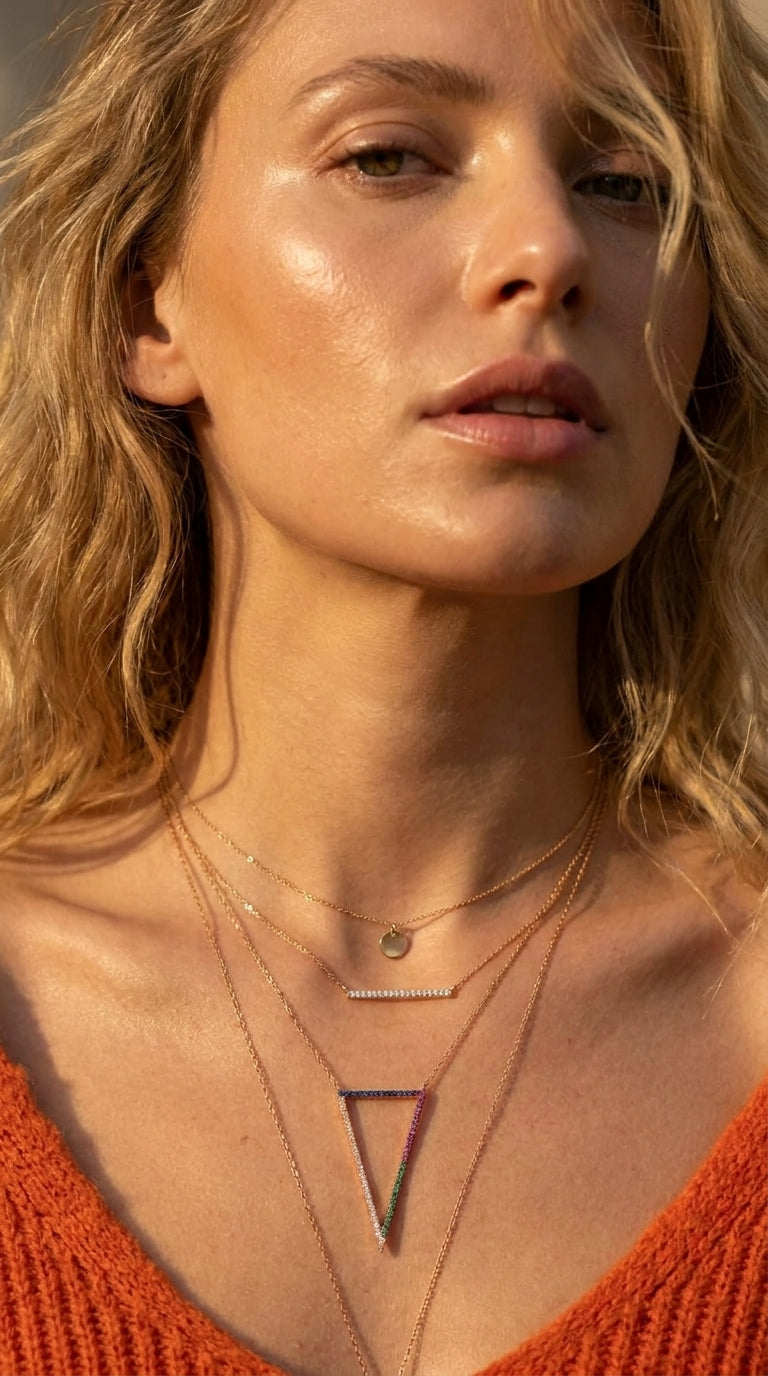 Rainbow Spectrum Geometric Necklace