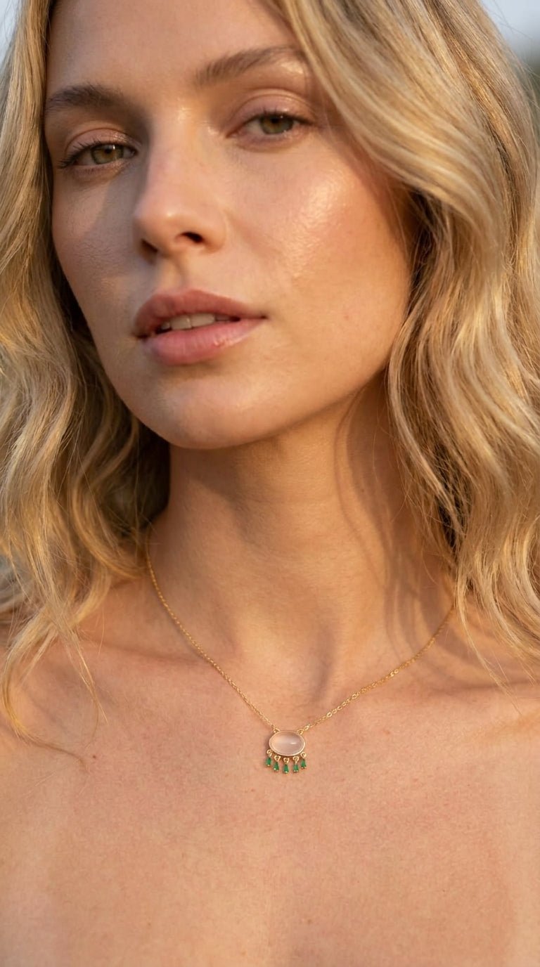 Midnight Glow Opal & Emerald Necklace