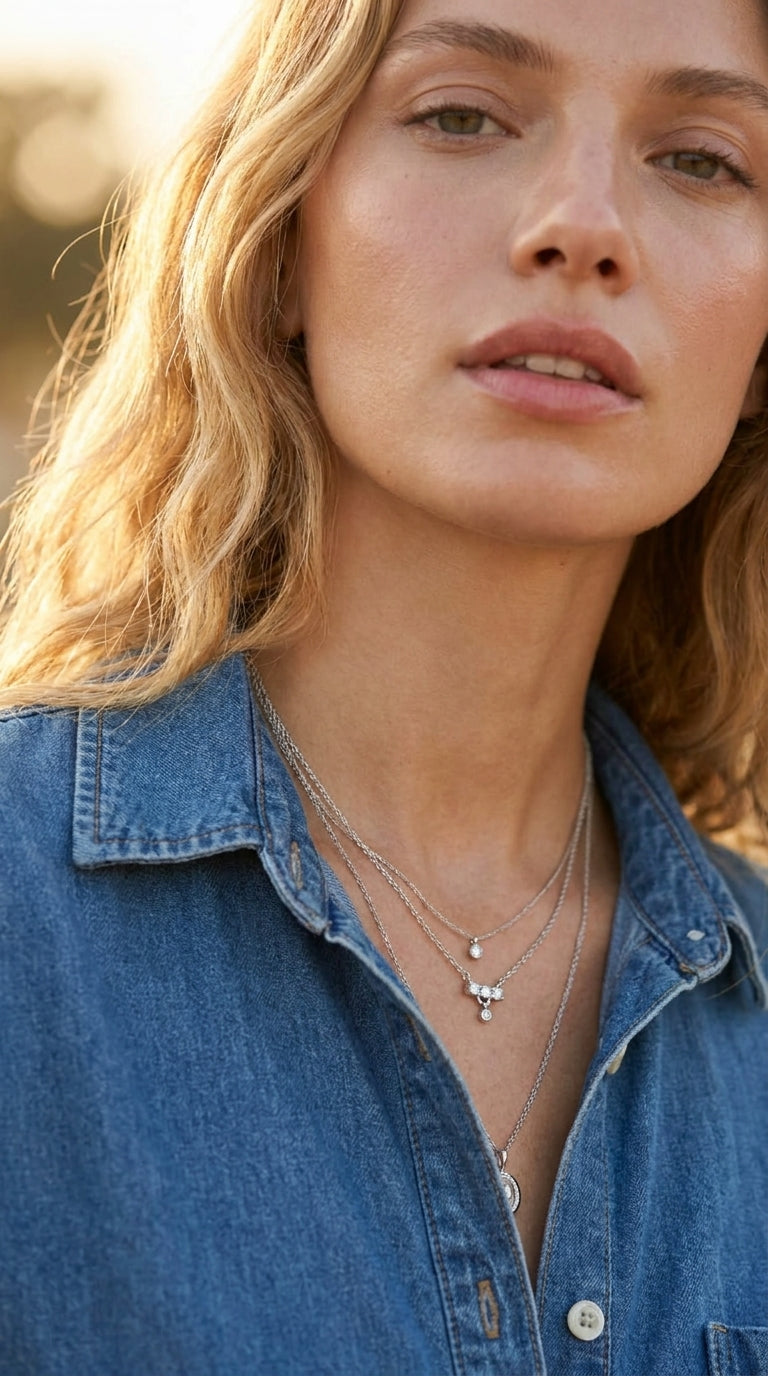 Timeless Brilliance Triple Stone Necklace