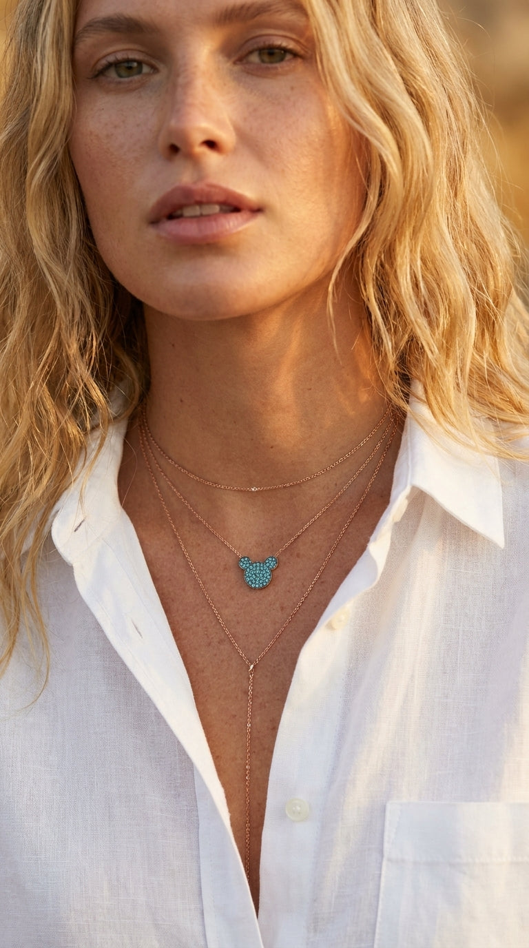 Azure Mouse Silhouette Necklace