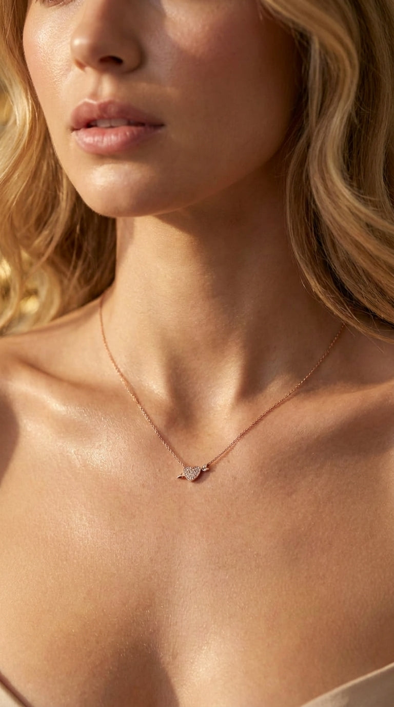 Cupid’s Arrow Pavé Heart Necklace
