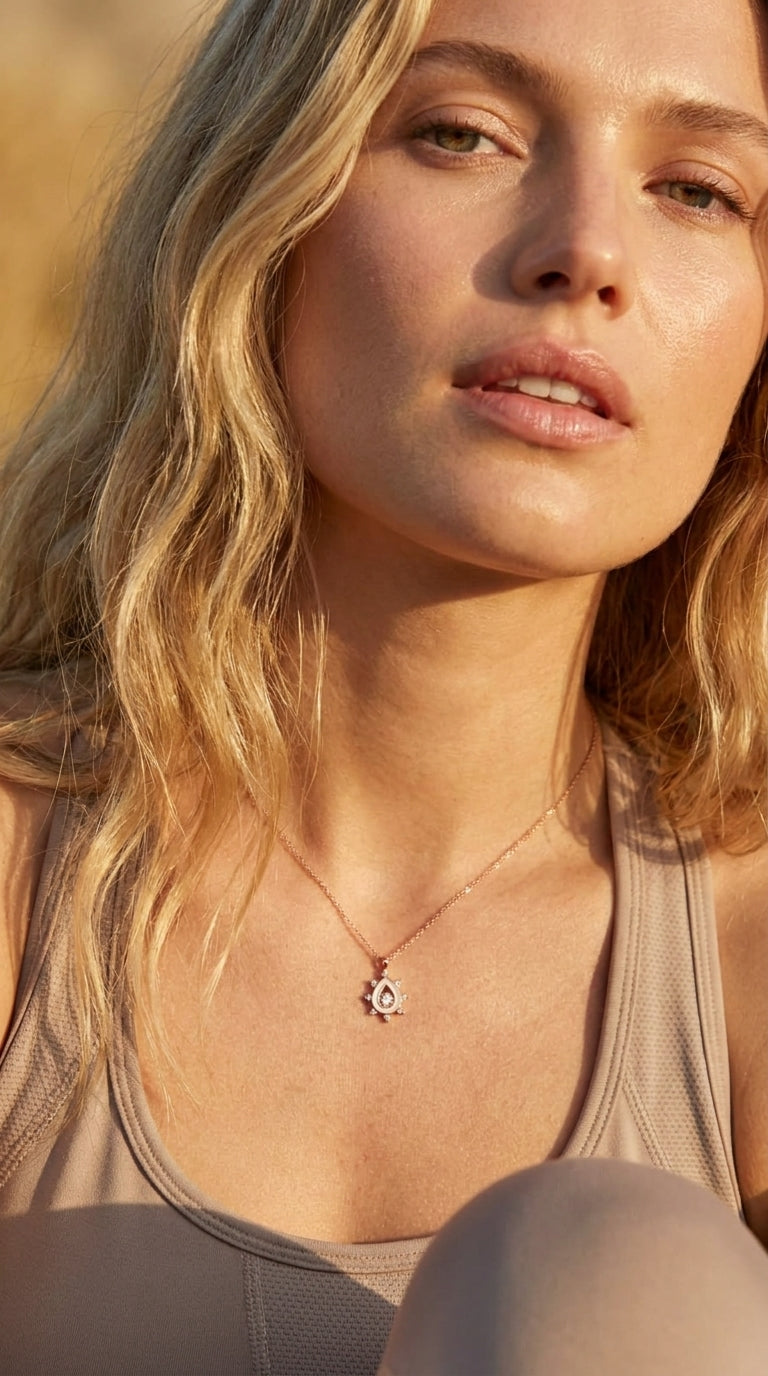 Radiant Solar Drop Silver Necklace