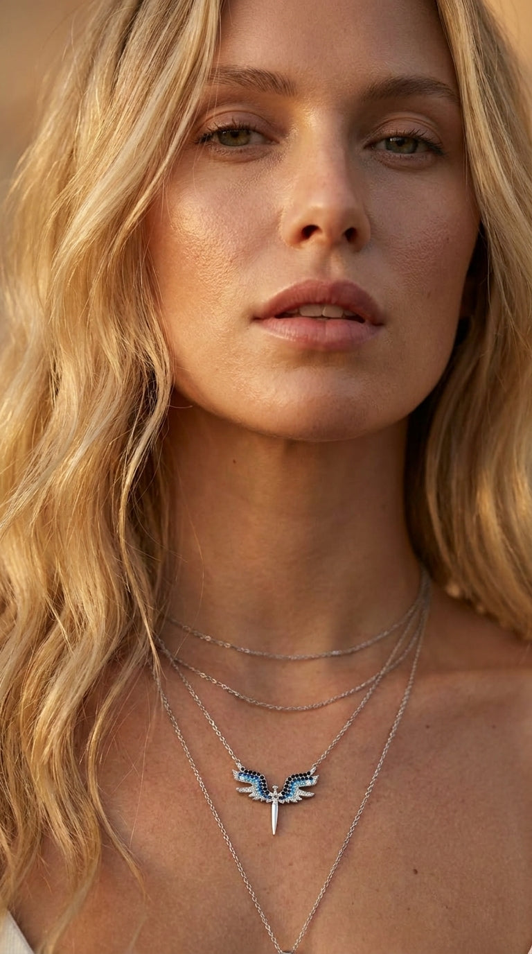 Radiant Sky Wing Silver Necklace